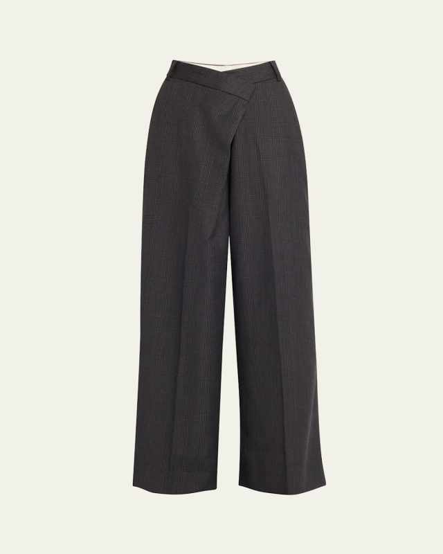 Adrian Asymmetric Wool Check Pants